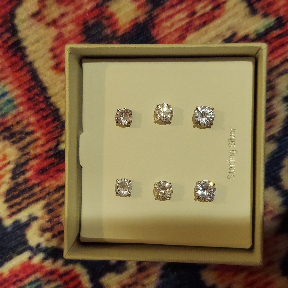 Sterling Silver CZ Stud Earrings